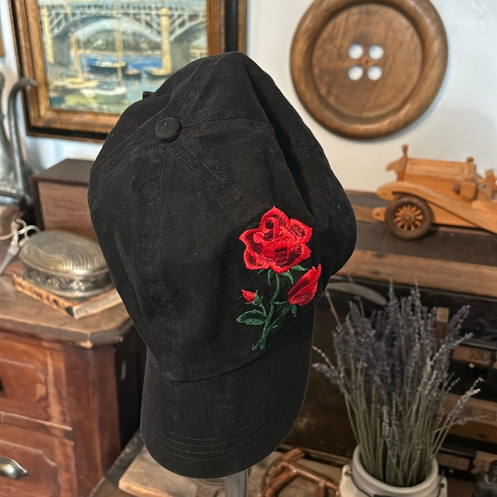 David and Young Black Rose Embroidered Baseball Cap